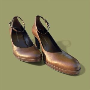 ANTONIO MELANI Women 3.5” Heels Size 8M Bronze High Ankle Strap GORGEOUS